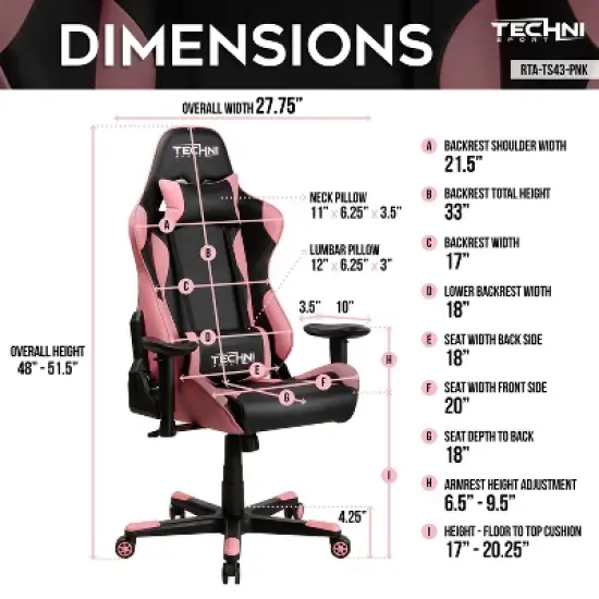 Ergonomic High Back Racer Style PC Gaming Chair - Techni Sport image {6}