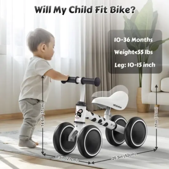 Allobebe 4-Wheel Baby Balance Bike with Adjustable Seat Mint Green image {3}