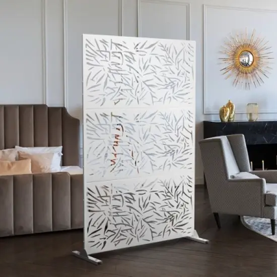 PexFix 72 in. x 47 in. Outdoor Privacy Screen Garden Fence Bamboo Pattern in White image {1}