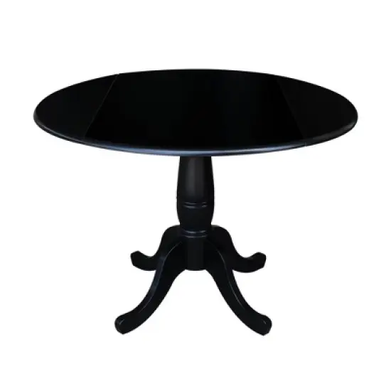 Davidson Round Dual Drop Leaf Pedestal Table Black - International Concepts image {10}