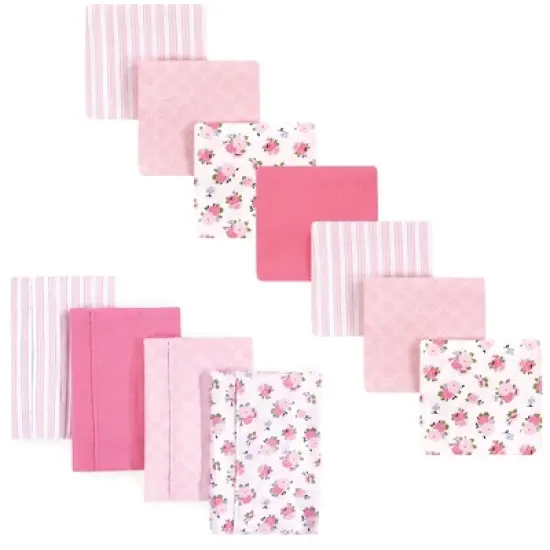 Luvable Friends Infant Girl Cotton Flannel Burp Cloths and Receiving Blankets, 11-Piece, Garden, One Size image {1}