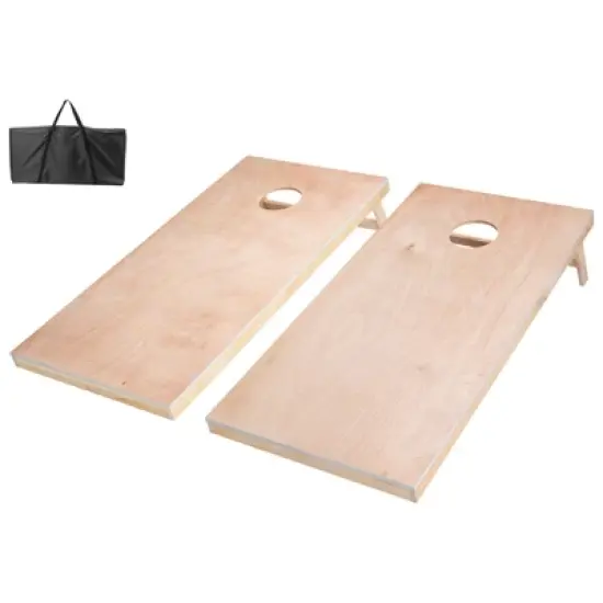 VEVOR Cornhole Set, 4x2 ft Corn Hole Game Boards, Solid Wood Portable Toss Board, Indoor and Outdoor Cornhole Play for Adults, Beige image {8}