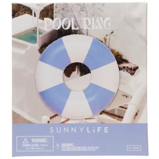 Sunnylife: Blue Stripe Tube Pool Ring, 41" Inflatable Float, 220lb Cap, 6+ image {1}