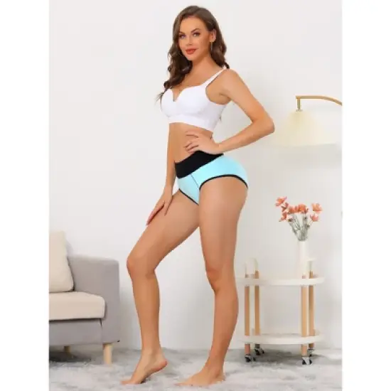 Allegra K Women's High Waist Tummy Control Color-Block Available in Plus Size Brief image {4}