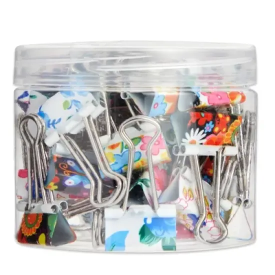 Juvale 40 Pack Cute Binder Clips for Paper, Notebooks, Planners, File Folders, Organization for School and Work, 6 Floral Designs. 1.5 x 0.75 In image {6}