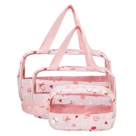 Unique Bargains Women's Durable Makeup Bag Pink 3 Pcs image {4}