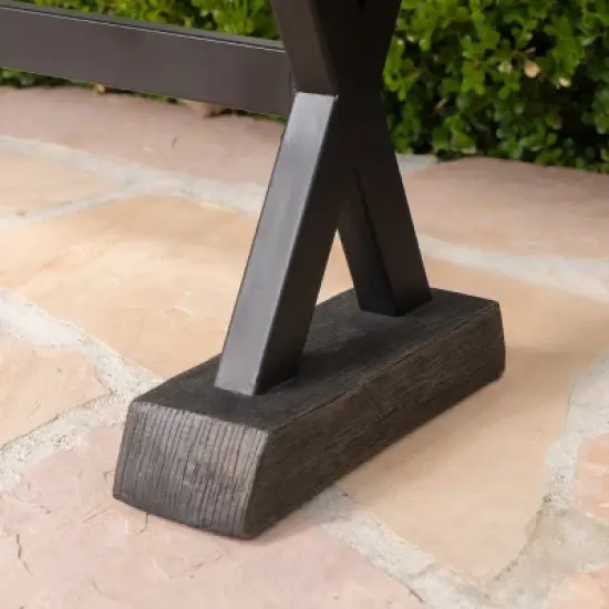 Chalmette Concrete and Steel Dining Bench - Brown - Christopher Knight Home image {2}