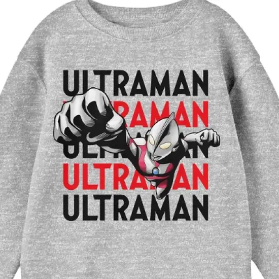 Ultraman Flying Character Crew Neck Long Sleeve Athletic Heather Youth Sweatshirt image {1}