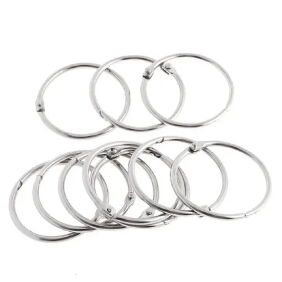 Unique Bargains Office Metal Loose Leaf Rings Book Binders Keyring 10 Pcs 1.8" Dia image {5}