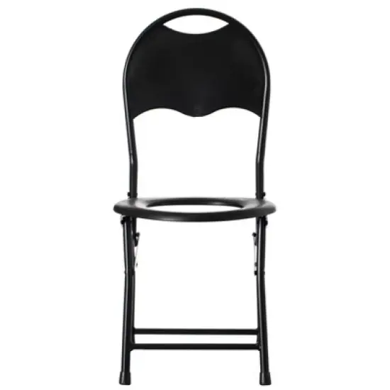 PLAYBERG Black Folding Portable Toilet Seat for Camping and Hiking with Backrest image {4}