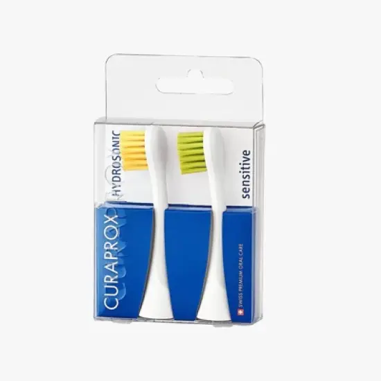 Curaprox Hydrosonic Rainbow Sensitive Brush Heads, Yellow/Green, 2 pcs image {7}