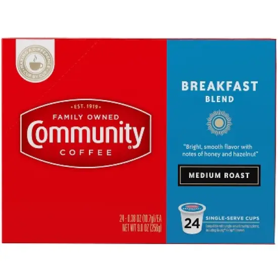 Community Coffee Breakfast Blend Medium Roast Coffee - Single Serve Pods - 24ct image {1}