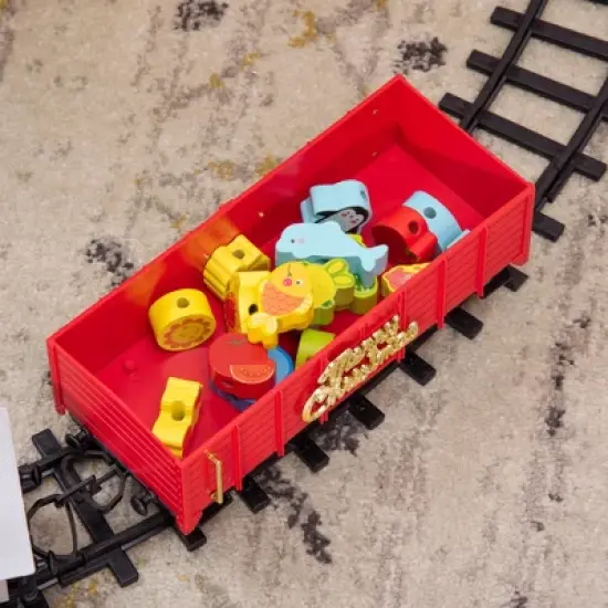 Qaba Electric Train Set for Kids, Battery-Powered Christmas Train Toy Set with Sounds & Lights, Classic Toy Train Set with Gifts Box for 3-8 Years Old image {4}