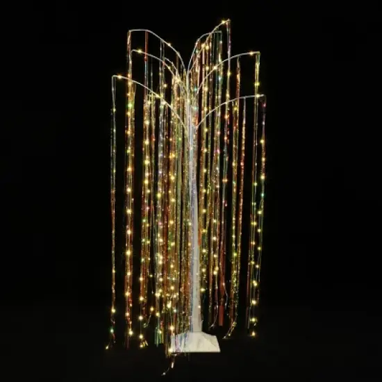 LuxenHome 6Ft White Willow Artificial Tree with 10 Pre-Lit Branches Multicolored image {6}