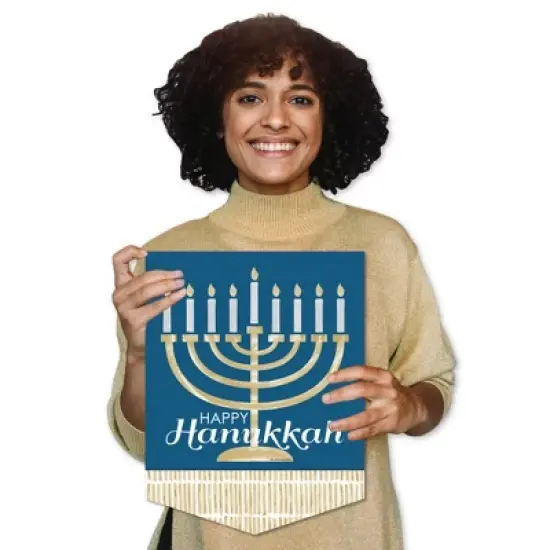 Big Dot of Happiness Happy Hanukkah - Outdoor Home Decorations - Double-Sided Chanukah Holiday Party Garden Flag - 12 x 15.25 inches image {7}