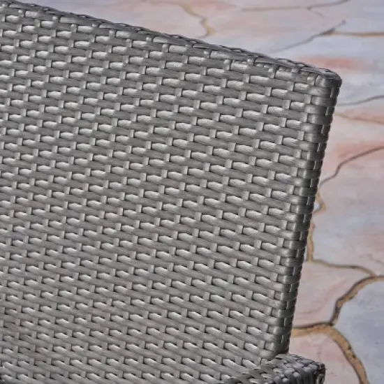 Mason 7pc Acacia Wood & Polyethylene Wicker Dining Set: Christopher Knight Home, Cushioned Chairs image {4}