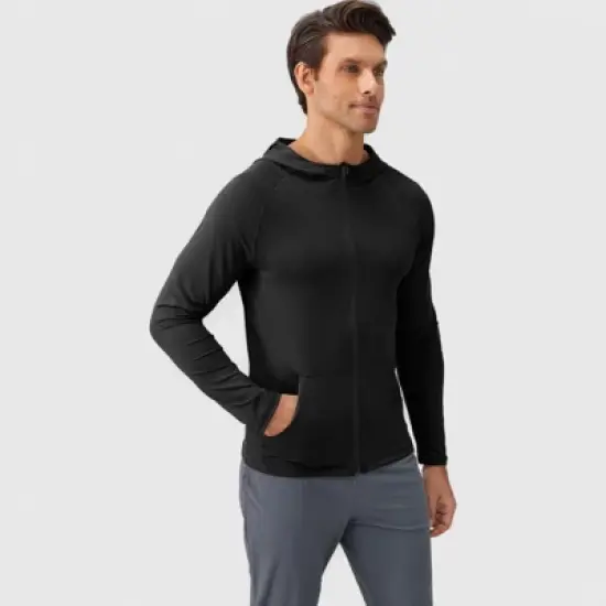 Anna-Kaci Active Men's Fitted Full-Zip Hooded Jacket with Front Pockets and Long Sleeves image {2}