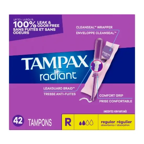 Tampax Radiant Tampons Regular Absorbency - Unscented image {13}