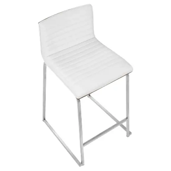 Set of 2 26" Mara Contemporary Counter Height Barstool White - Lumisource image {7}