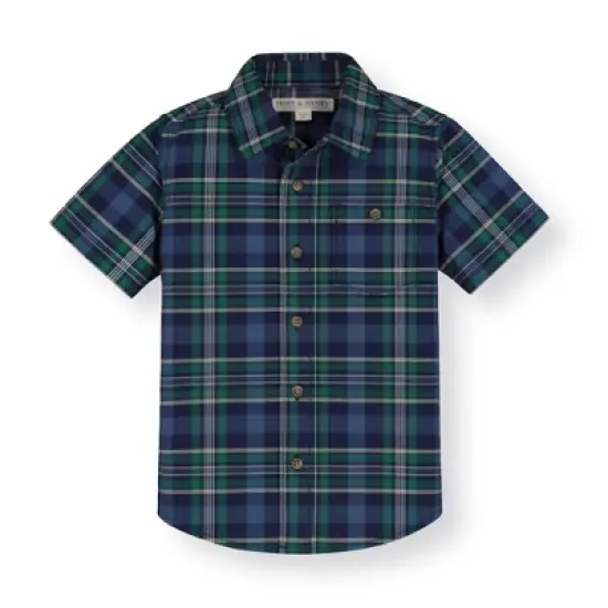 Hope & Henry Boys' Stretch Poplin Short Sleeve Button Down Shirt, Infant image {5}