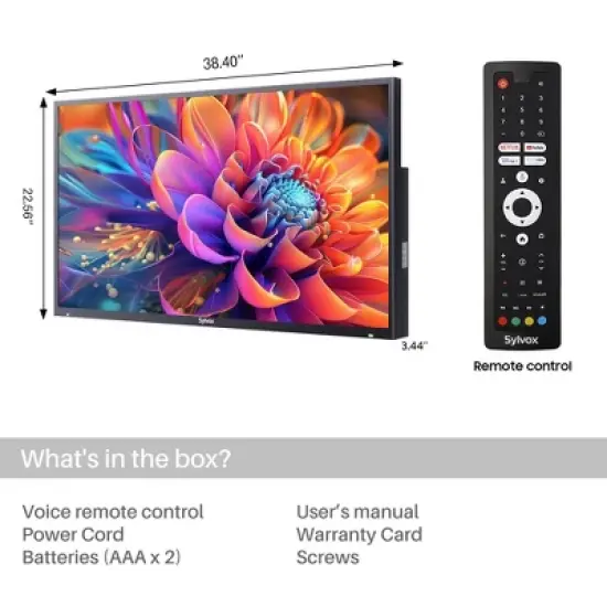 SYLVOX Outdoor TV, 43'' QLED Smart Google TV, IP55 Waterproof, Dolby Atmos HDR, Google Assistant,1000nits Weatherproof Television(Deck Pro QLED 2.0) image {7}