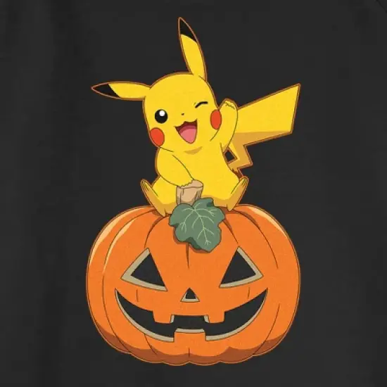 Junior's Pokemon Halloween Jack-O'-Lantern Pikachu Sweatshirt image {1}