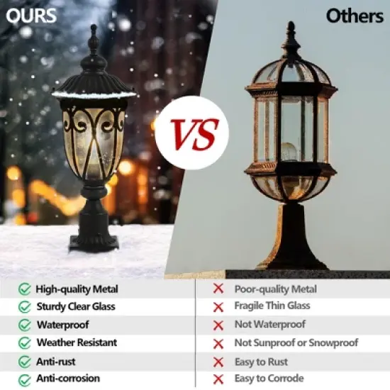 Gulches 12-94.5" Solar Lantern Post, Adjustable Height, Weatherproof, Vintage/Contemporary Design for Yard & Driveway image {6}