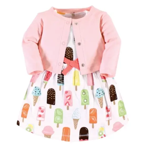 Touched by Nature Baby and Toddler Girl Organic Cotton Dress and Cardigan, Popsicle image {5}
