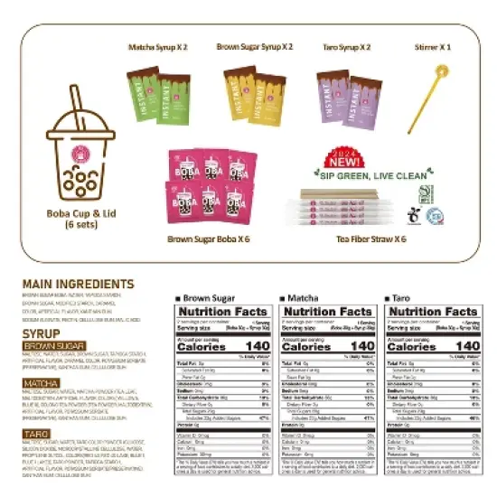 O's Bubble Instant Marbling Boba Party Kit-Brown Sugar, Matcha, Taro 6P - 12.9oz image {4}