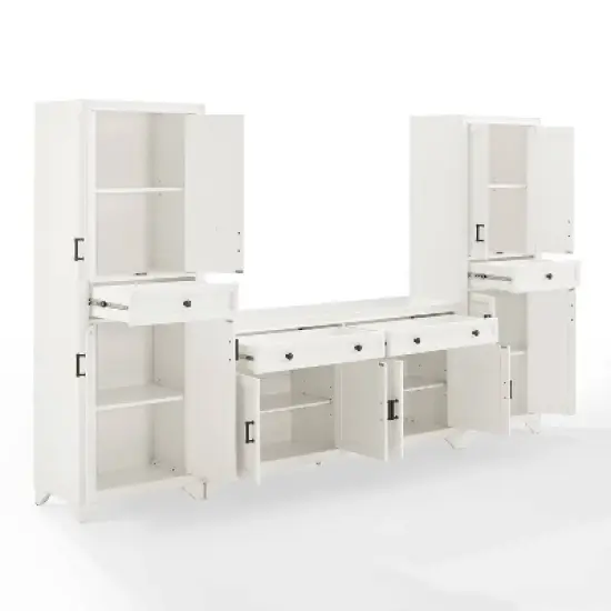 3pc Tara Sideboard and Pantry Set Distressed White - Crosley image {7}