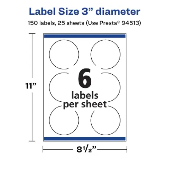 Avery Matte White Round Labels, 3" diameter image {4}