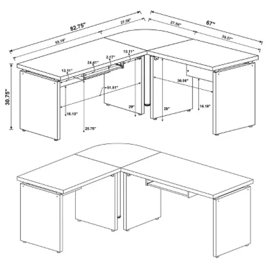 Skylar L-Shape Office Desk Set Cappuccino - Coaster image {11}