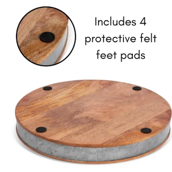 BirdRock Home Wooden and Iron Chip and Dip Serving Tray and Glass Dip Bowl image {2}