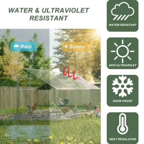 GDFStudio Elinor Modern 240" Outdoor Large Metal Walk in Chicken Coop with Waterproof Cover image {4}