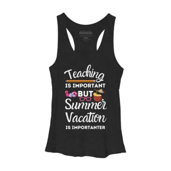 Women's Design By Humans Summer Vacation Is Importanter By simonani Racerback Tank Top image {2}