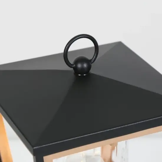 LNC Hewifda  15.7-in Black and Gold with Textured Glass Modern Outdoor Lights Lamp Posts image {10}