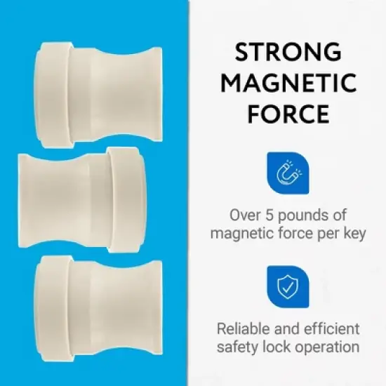 Impresa (3 Pack) Magnetic Safety Lock Key for Childproof Cabinet Locks - Includes 3 Adhesive Magnetic Key Holders White image {3}
