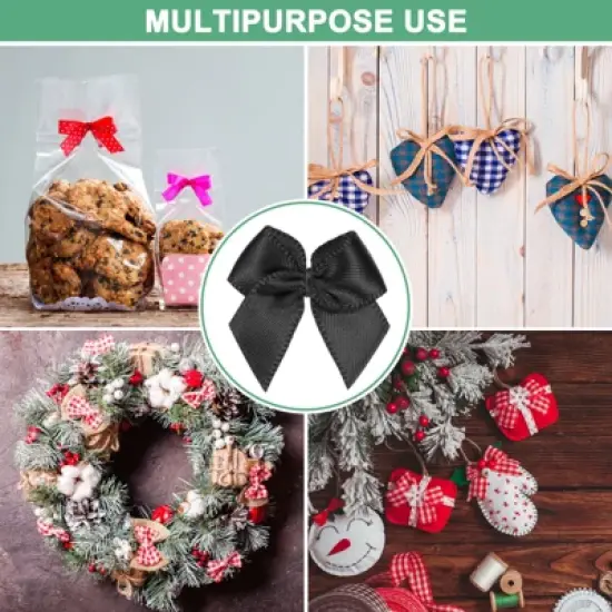 Unique Bargains Polyester Craft Satin Decorative Ribbon Bow 1x1 Inch 50 Pcs image {5}