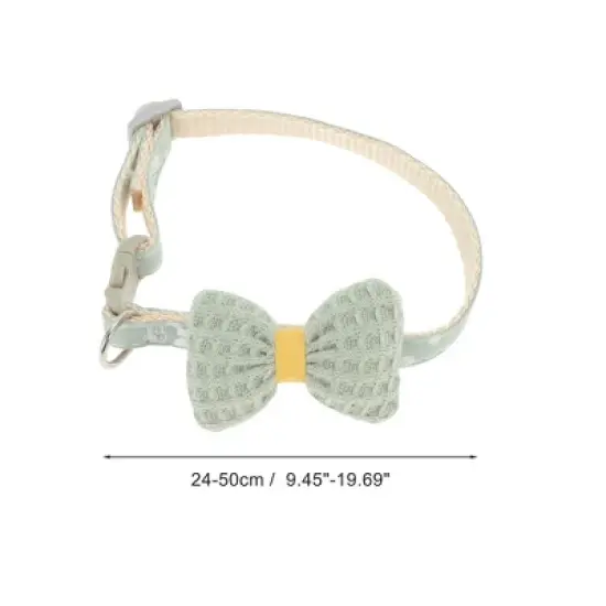 Unique Bargains Durable Bow Pet Bell Collar Light Green 1 Pc image {3}