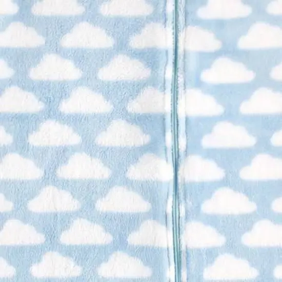 Hudson Baby Infant Boy Plush Sleeping Bag, Sack, Blanket, Blue Clouds Plush image {2}