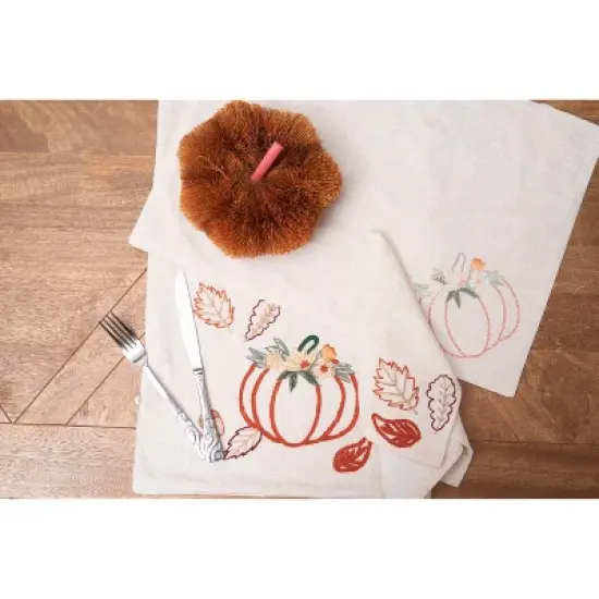 C&F Home Beige Autumn Botanical Pumpkin 100% Cotton Embroidered Set of 6 Placemats 14" x 20" image {4}