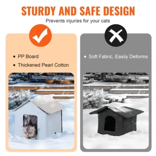 VEVOR Heated Cat House, Outdoor Kitty Shelter with Adjustable Temperature and Timer, 600D Oxford Cloth Foldable Cat Shelter, Blue (Small) image {5}