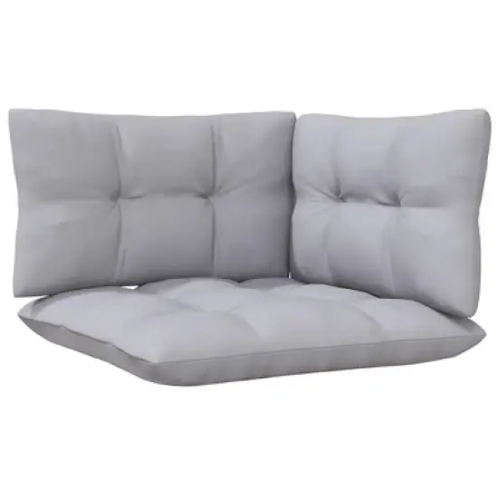 vidaXL 2-seater Garden Sofa Grey Solid pine wood, 100% polyester fabric image {4}