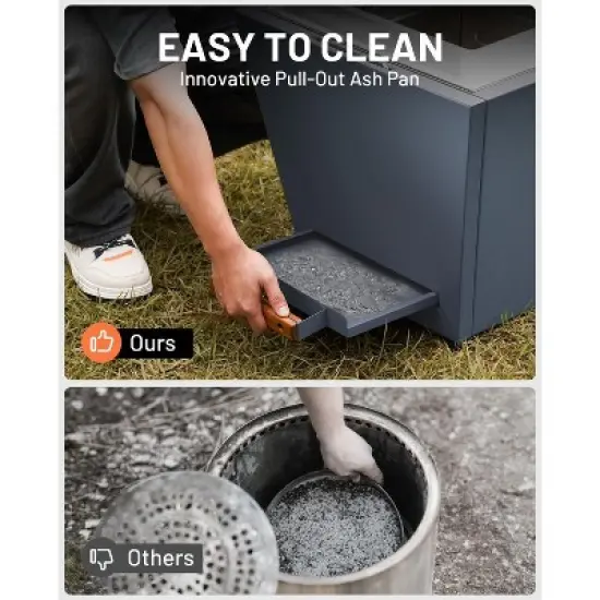 Cyberpit One 20-Inch Smokeless Fire Pit with Pull-Out Ash Pan, Portable Outdoor Firepit, Stainless Steel, Blue image {4}