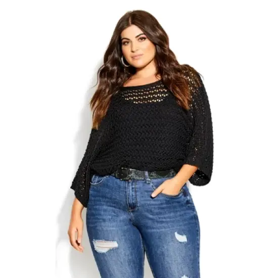 Women's Plus Size Cool Crochet Top - black | CITY CHIC image {6}