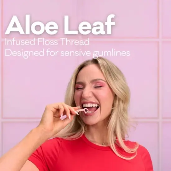 Grin Ultra Sensitive Floss Picks Canister - Aloe Leaf/Natural Mint - 80ct image {2}