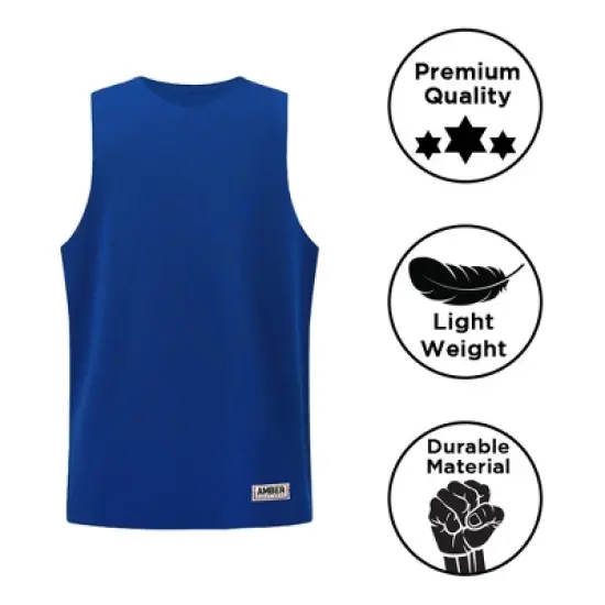 Amber Fight Gear Premium Durable Boxing Jersey with Satin Finish &ndash; Comfortable & Stylish Training Gear for Unmatched Performance, Blue, Youth-Medium image {6}