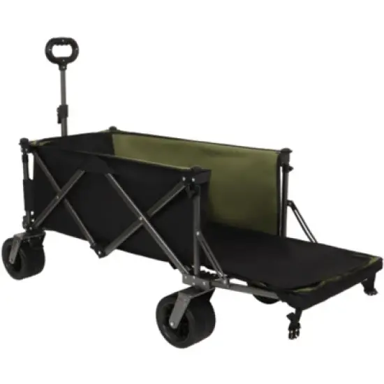 FURNIinspire Outdoor Serving Carts Collapsible Folding Wagon 400L Extra Collapsible Wagon with Tailgate Beach Wagon Cart, Black, 49.02"*22.05"*35.04" image {5}