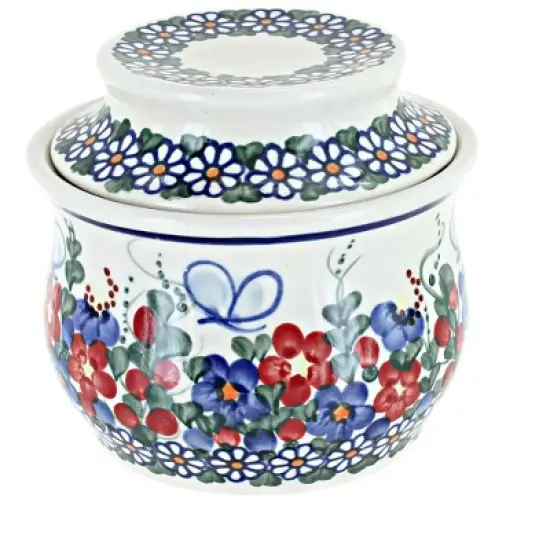 Blue Rose Polish Pottery 549 Vena French Butter Dish image {4}