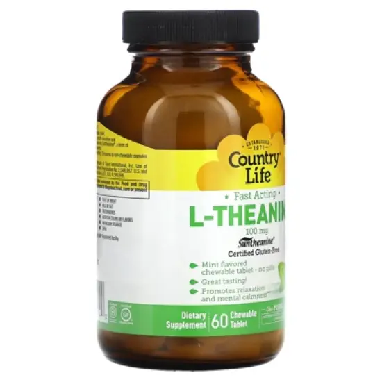 Country Life L-Theanine, 100 mg, 60 Chewable Tablet image {3}